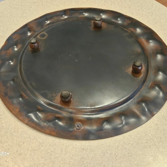 VERY RARE JAN BARBOGLIO HOUSE BLESSING CROSS CLOCHE DOME SERVER TRAY IRON FORGED - Picture 10 of 15